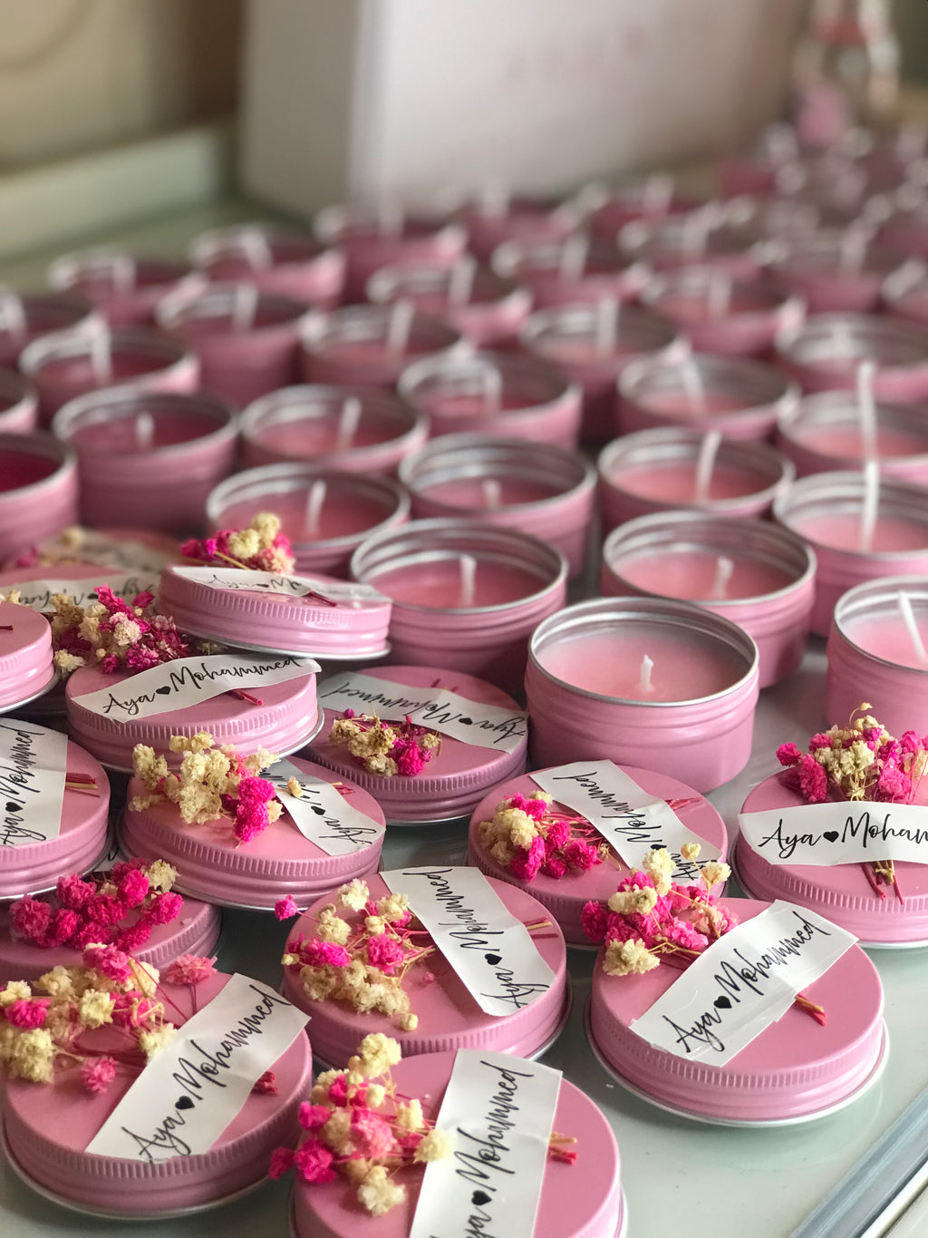 floral metal candles