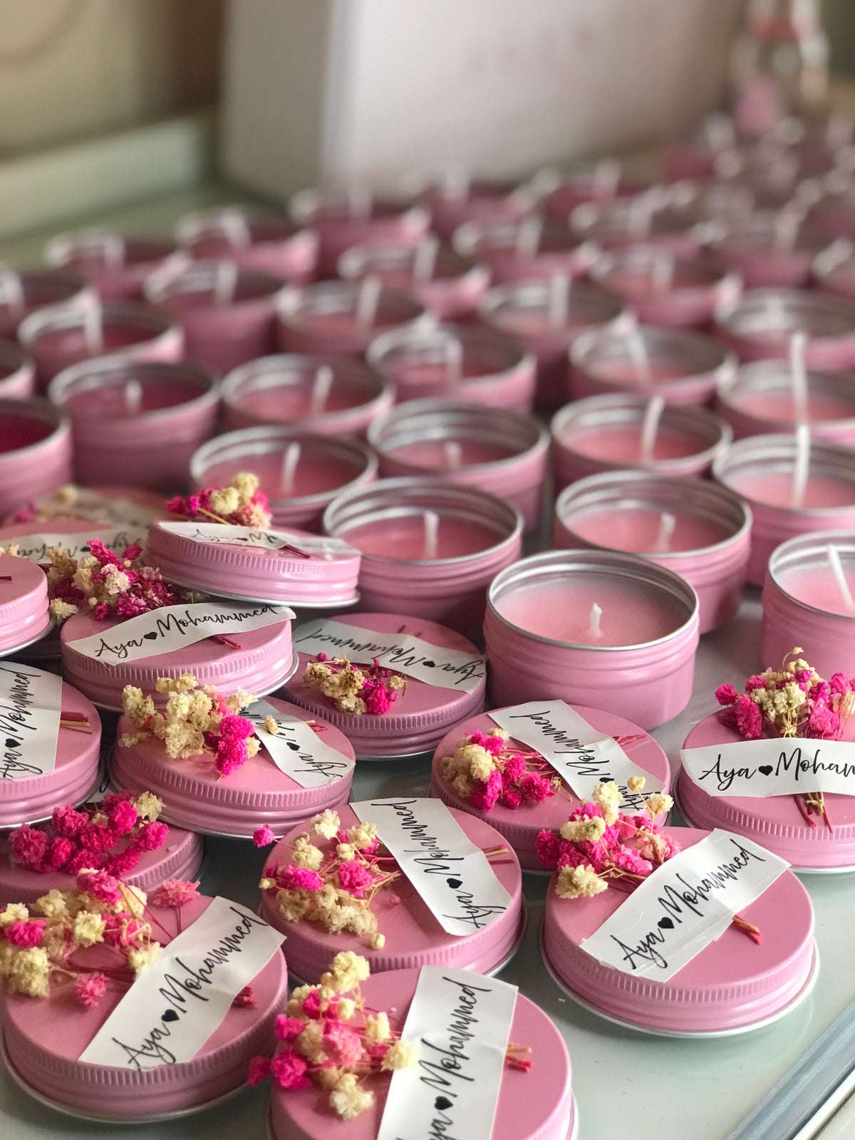 floral metal candles